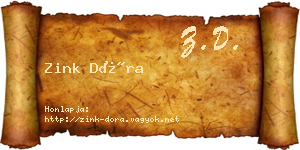 Zink Dóra névjegykártya
